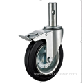 80mm threaded stem European industrial rubber swivel caster with brake